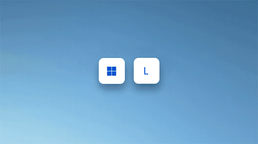 Animation, der viser to knapper, Windows-tasten og W-tasten, som trykkes på samme tid, og widget-tavlen åbnes.