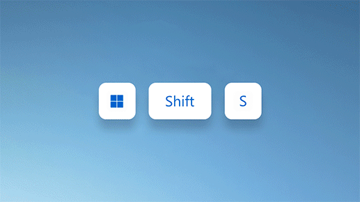 Ekran görüntüsü almak için Windows logosu tuşuna, Shift ve artı tuşuna basıldığını gösteren animasyon