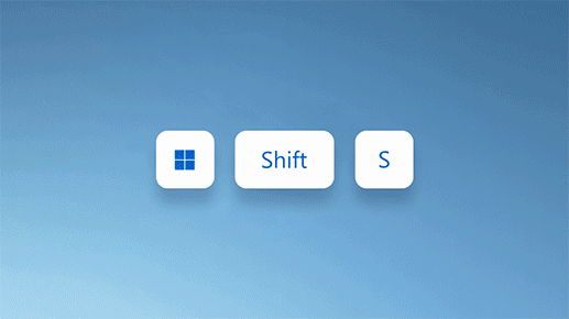 Animatsioon näitab Windowsi logo, Shifti ja plussi klahvi vajutamist, et teha kuvatõmmist.