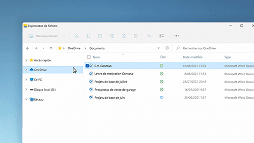 Un fichier enregistré dans un dossier OneDrive économise de l’espace car il est stocké dans le cloud et non en local