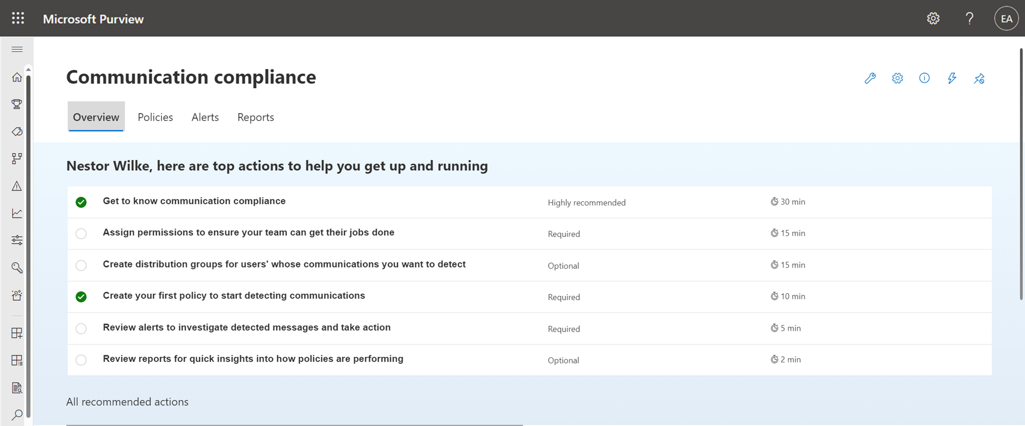Coming soon to public preview, the Communication Compliance solution in the Microsoft Purview compliance portal will surface step-by-step guidance to help admins get started with policy configuration and common Communication Compliance tasks.