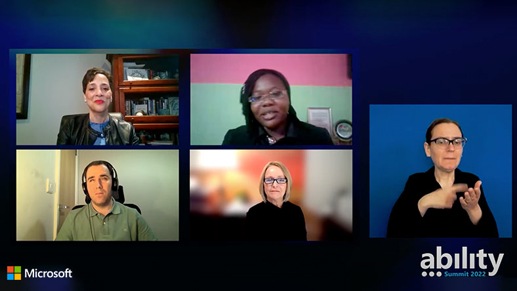 Panel of five participants in a video conference