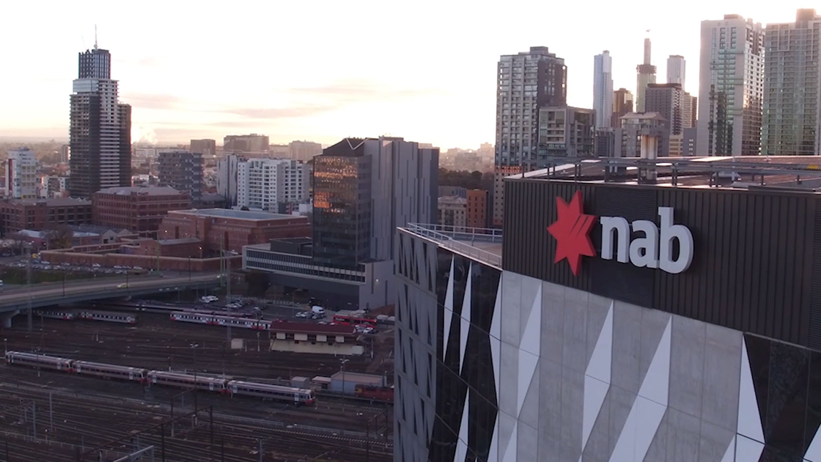 A building with the National Australia Bank logo on its side.