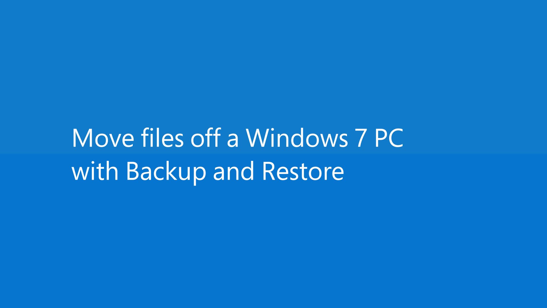 Spostare File Da Un PC Windows 7 Tramite Backup E Ripristino.