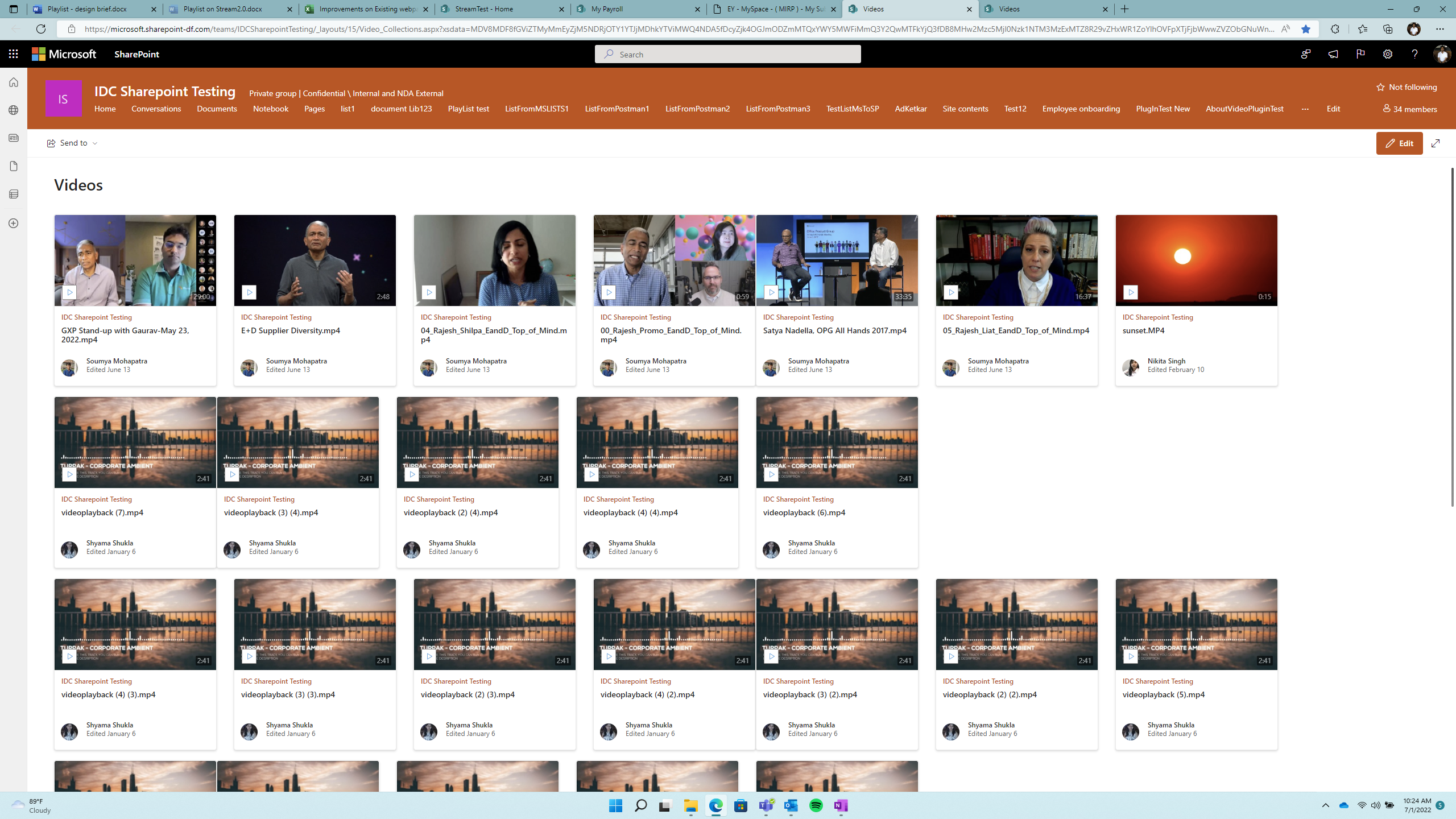 MC397430: Stream on SharePoint: Video Collections Page