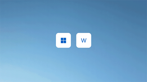 Uma animação a apresentar dois botões, a tecla do Windows e a tecla W, a serem premidos simultaneamente abrindo o quadro de widgets.