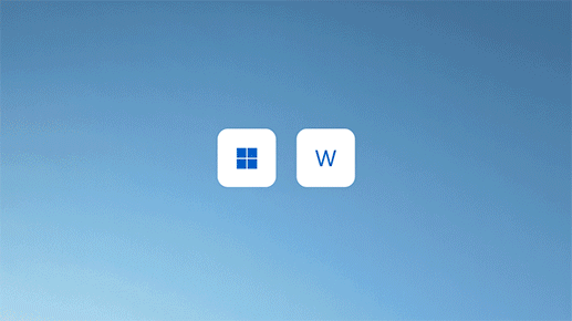 Un'animazione con due pulsanti, il tasto Windows e il tasto W, premuti contemporaneamente per aprire la scheda Widget.