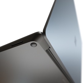 Surface Laptop 3 と 4 の滑り止め脚部のクローズアップ図。 