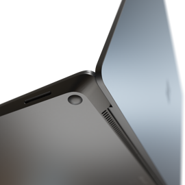 A closeup view of a foot on Surface Laptop 3 and 4. 