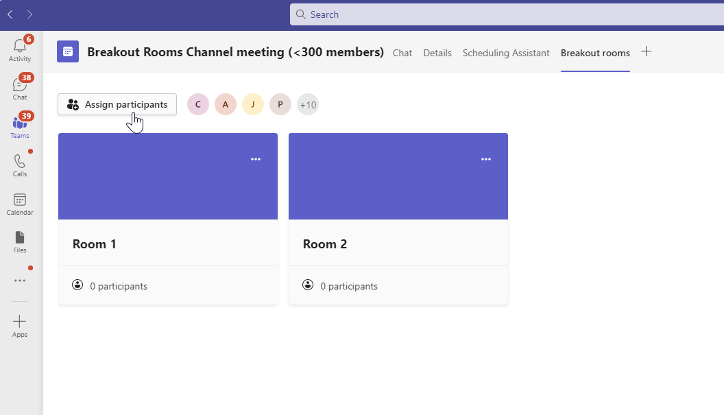 MC408687: Pre-assign Channel members to Breakout Rooms