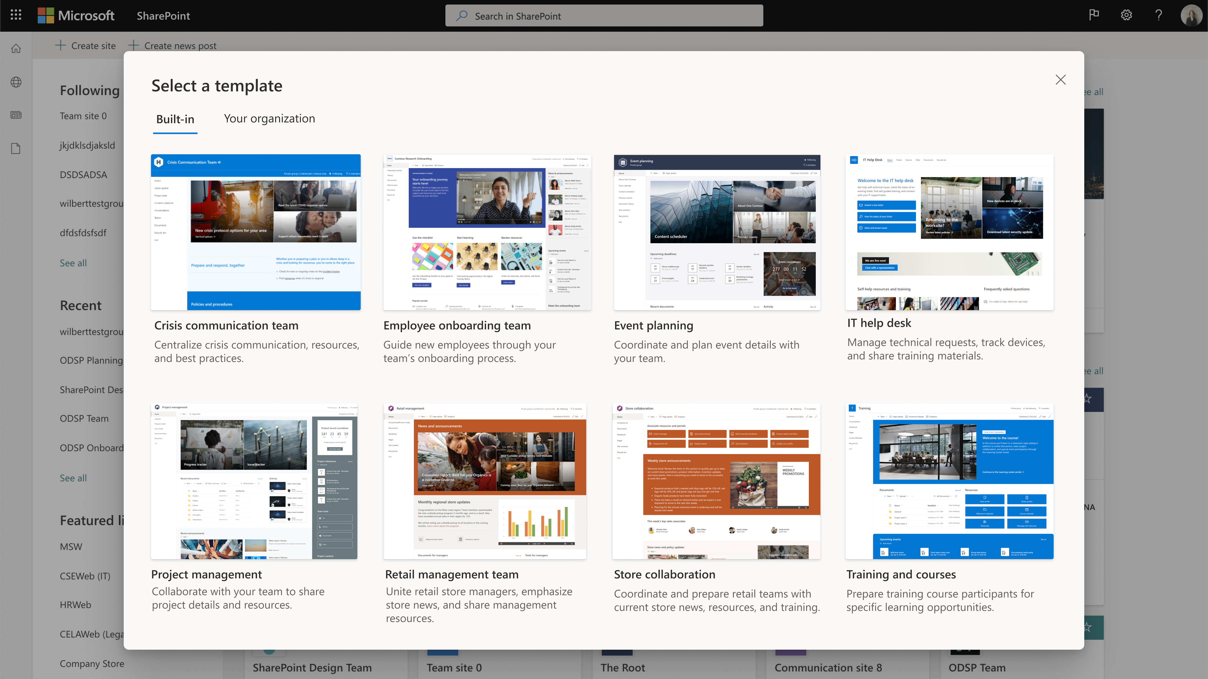 M365 Changelog: SharePoint – New Site Templates for Team Sites