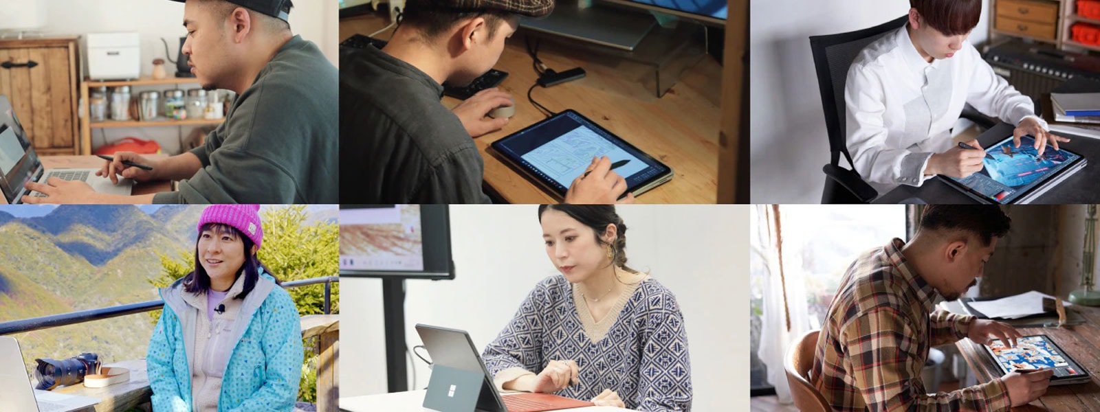 女の人と男の人が Surface デバイスを利用している様子の画像