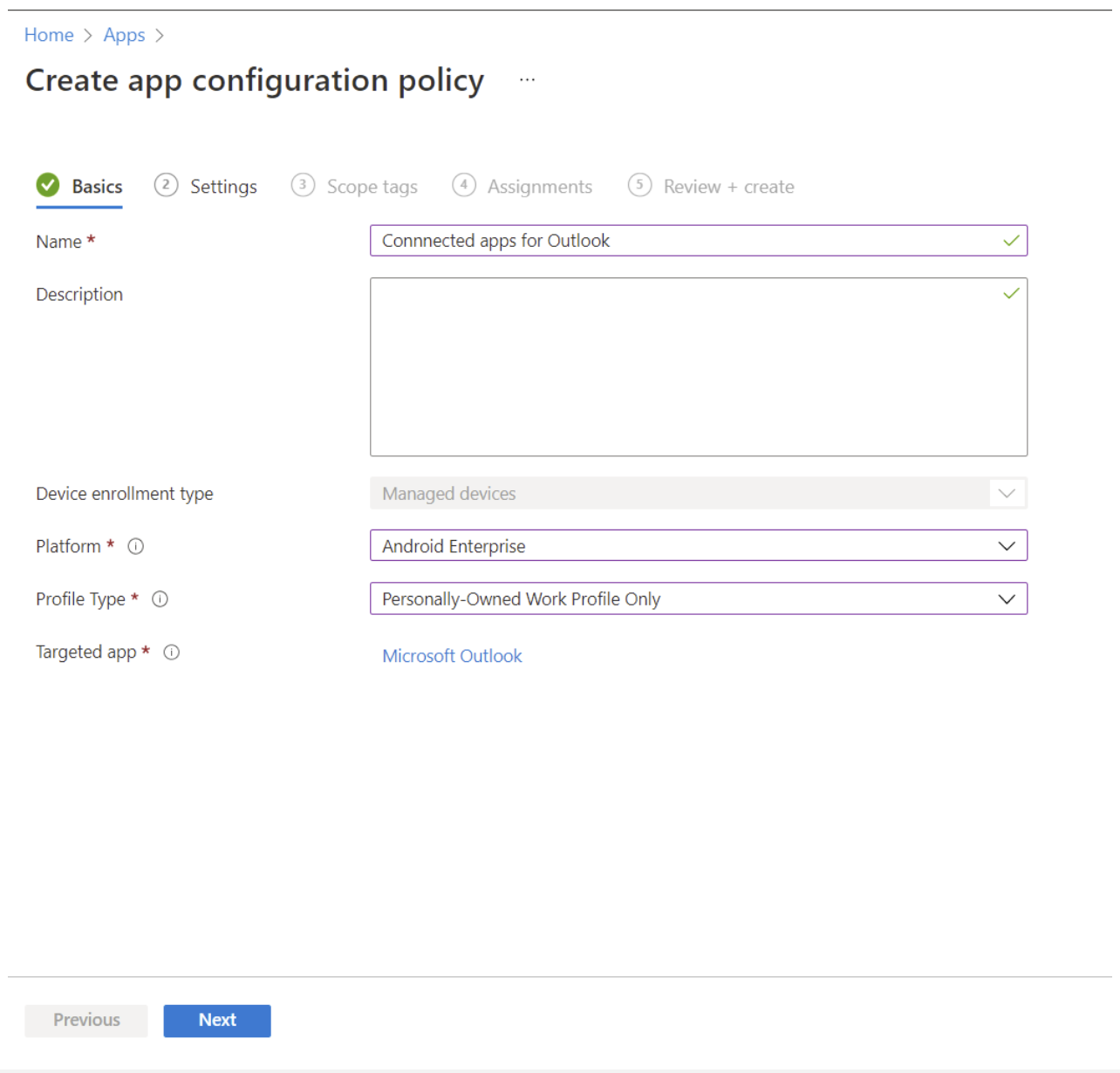 This feature has a two-step control process. Admins must enable Connected Apps for Outlook from Intune and users must enable Show personal calendar from work profile Outlook.