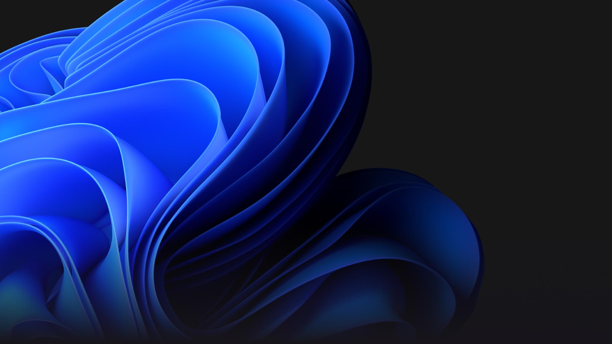Eine abstrakte blaue Form mit mehreren Schichten vor einem schwarzen Hintergrund