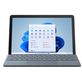 Tablette Surface Go 3 de face avec son clavier Type Cover platine.