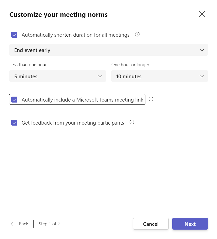 Get started lets us customize our meeting norms using the options discussed above.