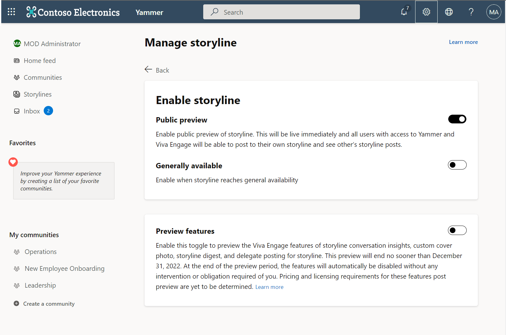 MC428510: Announcing Public Preview of Storyline for Yammer and Microsoft Viva Engage