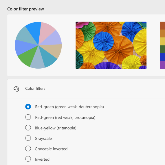Color filter preview screen