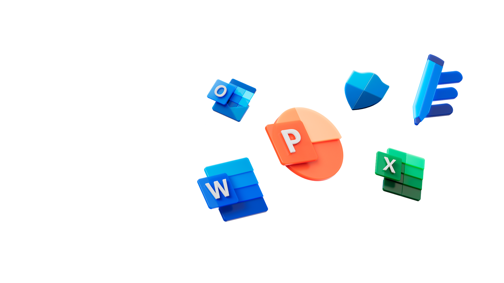 Logotipos dos aplicativos flutuantes do Microsoft 365