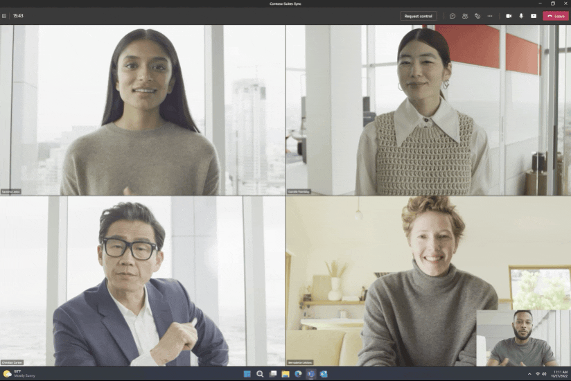 Een Surface Studio 2+ met Microsoft Teams op het scherm