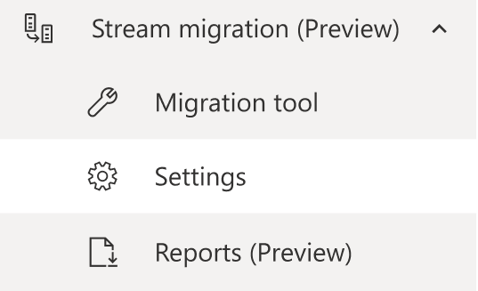 Stream migration settings