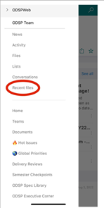 “Recent Files” section from app-only quick navigation links shown for team sites. Since this feature does not exist on SPO & on OD, we are aligning the same for Mobile.