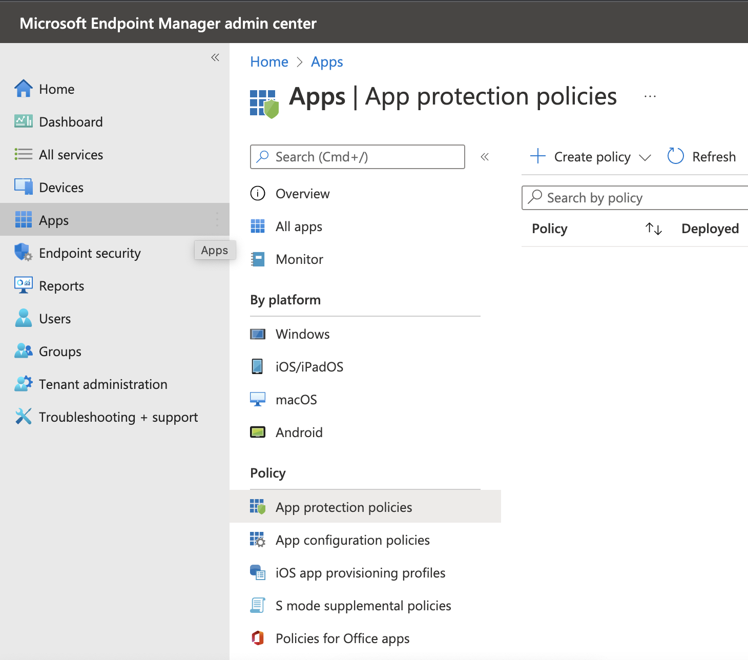Access App protection policies