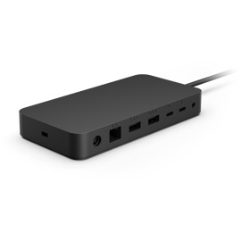 A close-up view of the rear-facing ports on a Surface Thunderbolt™ 4 Dock.