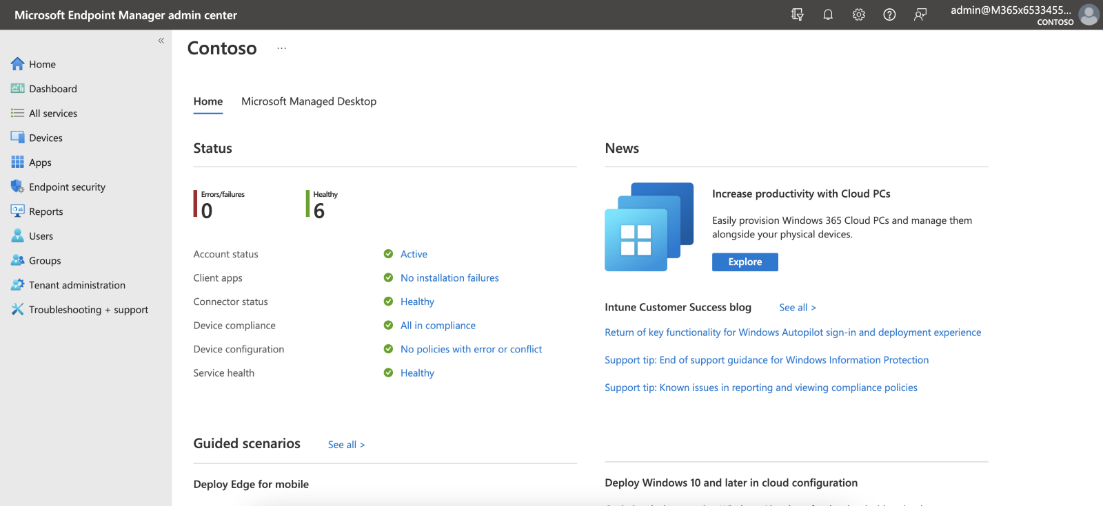 Go to Microsoft Endpoint Manager Admin Center