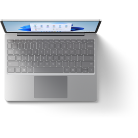 Top view of replacement Surface Laptop Go 2 keyboard with fingerprint reader in Platinum.