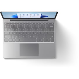 Vue de dessus du clavier de rechange de la Surface Laptop Go 2 avec lecteur d’empreintes digitales en Platine.
