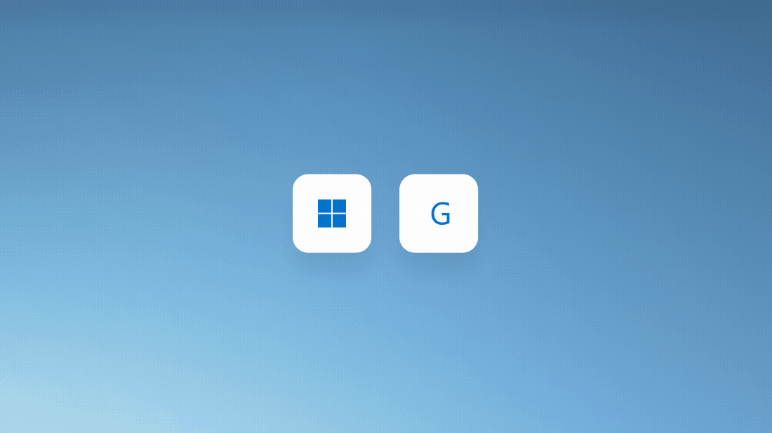 تم الضغط على مفتاح شعار Windows بالإضافة إلى مفتاح G معا لفتح شريط ألعاب Xbox عبر Minecraft