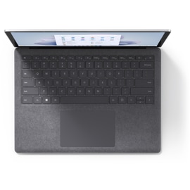 Top view of replacement QWERTY keyboard attached to a Surface Laptop 5 in Platinum Alcantara®.