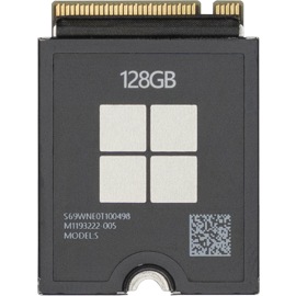 Overhead view of replacement 128GB solid-state drive.