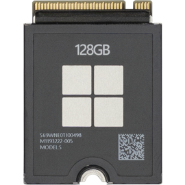 Overhead view of replacement 128 GB solid-state drive.