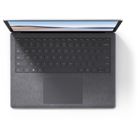 Top view of replacement QWERTY keyboard attached to a Surface Laptop 4 in Platinum Alcantara®.