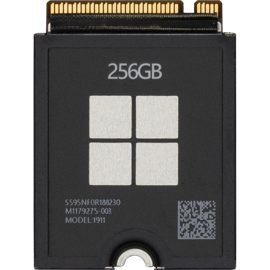 Overhead view of replacement 256GB solid-state drive.