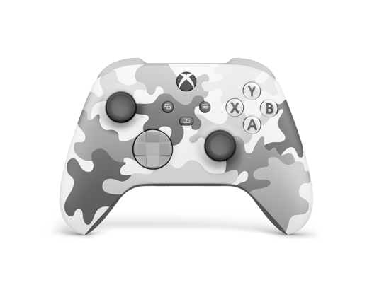 Front view of Xbox Wireless Controller – Arctic Camo Special Edition.