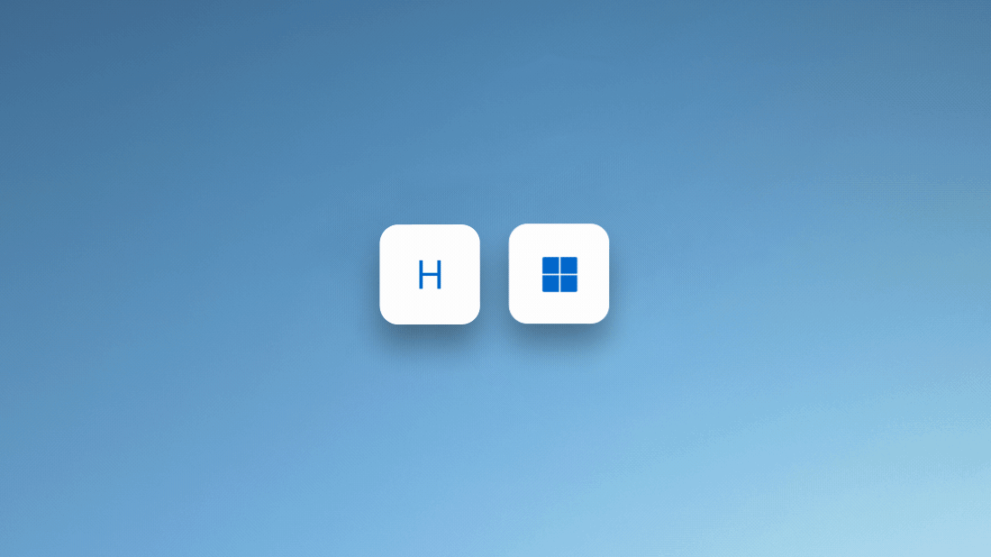 הנפשה המציגה הקשה על מקש סמל Windows ו- H כדי להשתמש בזיהוי דיבור