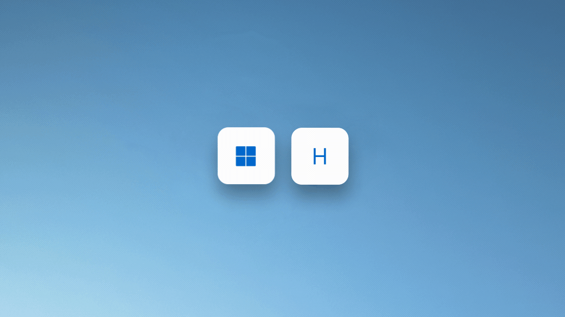음성 인식을 사용하기 위해 Windows 로고 키 + H를 누르는 애니메이션