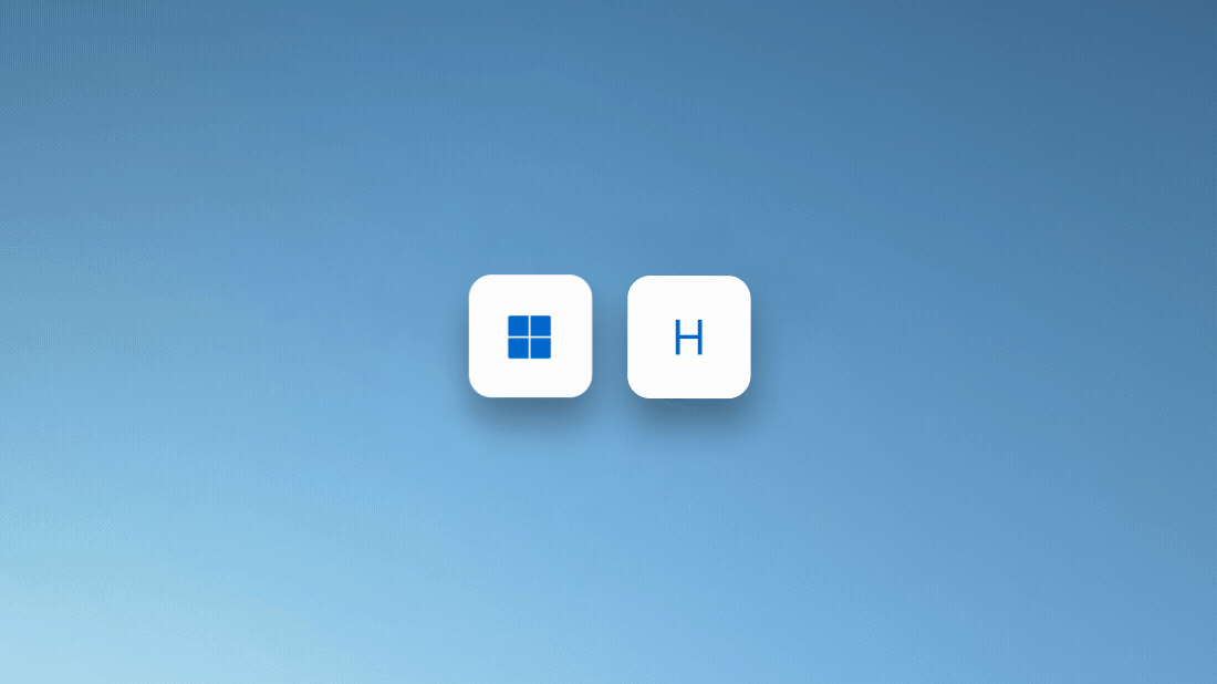 Animation, die das Drücken der Windows-Logo-Taste plus H zur Verwendung der Spracherkennung zeigt