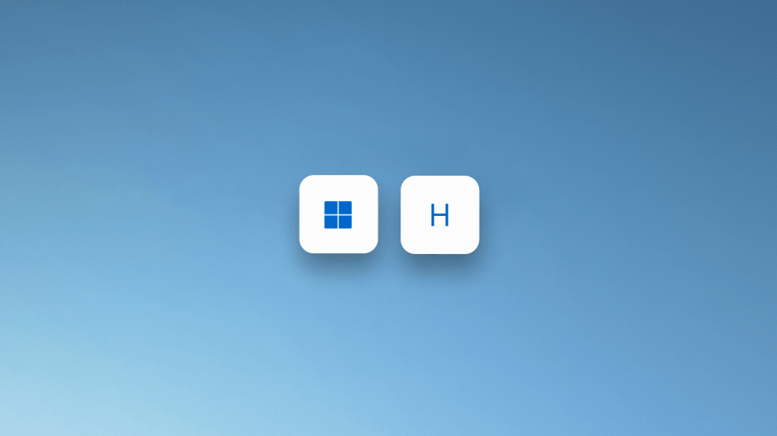 Animáció a Windows billentyű és a H billentyű lenyomásával a beszédfelismerés használatához