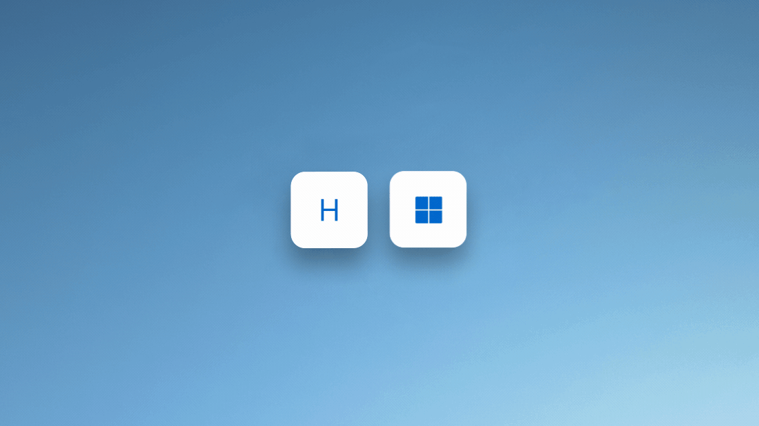 رسم متحرك يظهر الضغط على مفتاح شعار Windows بالإضافة إلى H لاستخدام التعرف على الكلام