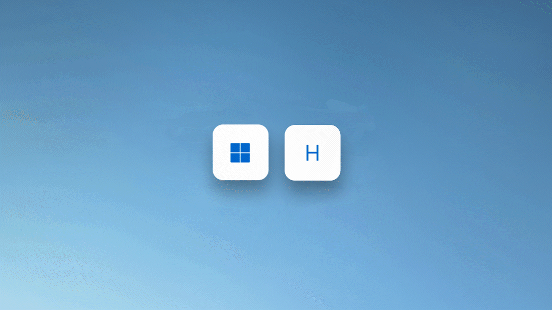 Анімація, яка зображує натискання клавіші з емблемою Windows плюс клавіші H для використання розпізнавання мовлення