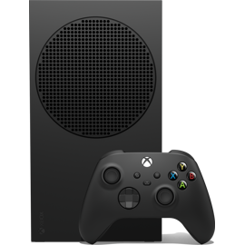 Side angle image of Xbox Series S – 1TB (Black) with controller