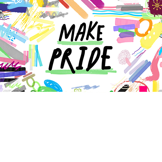 Pride カラーを背景にメールの受信トレイが表示された携帯電話