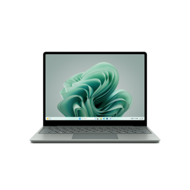 A Surface Laptop Go 3 in the colour Sage.