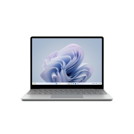 Een Surface Laptop Go 3 in de kleur platina.