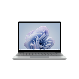 A Surface Laptop Go 3 in the color Platinum.