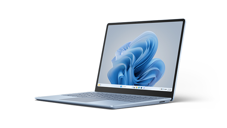 An angled device render of Surface Laptop Go 3